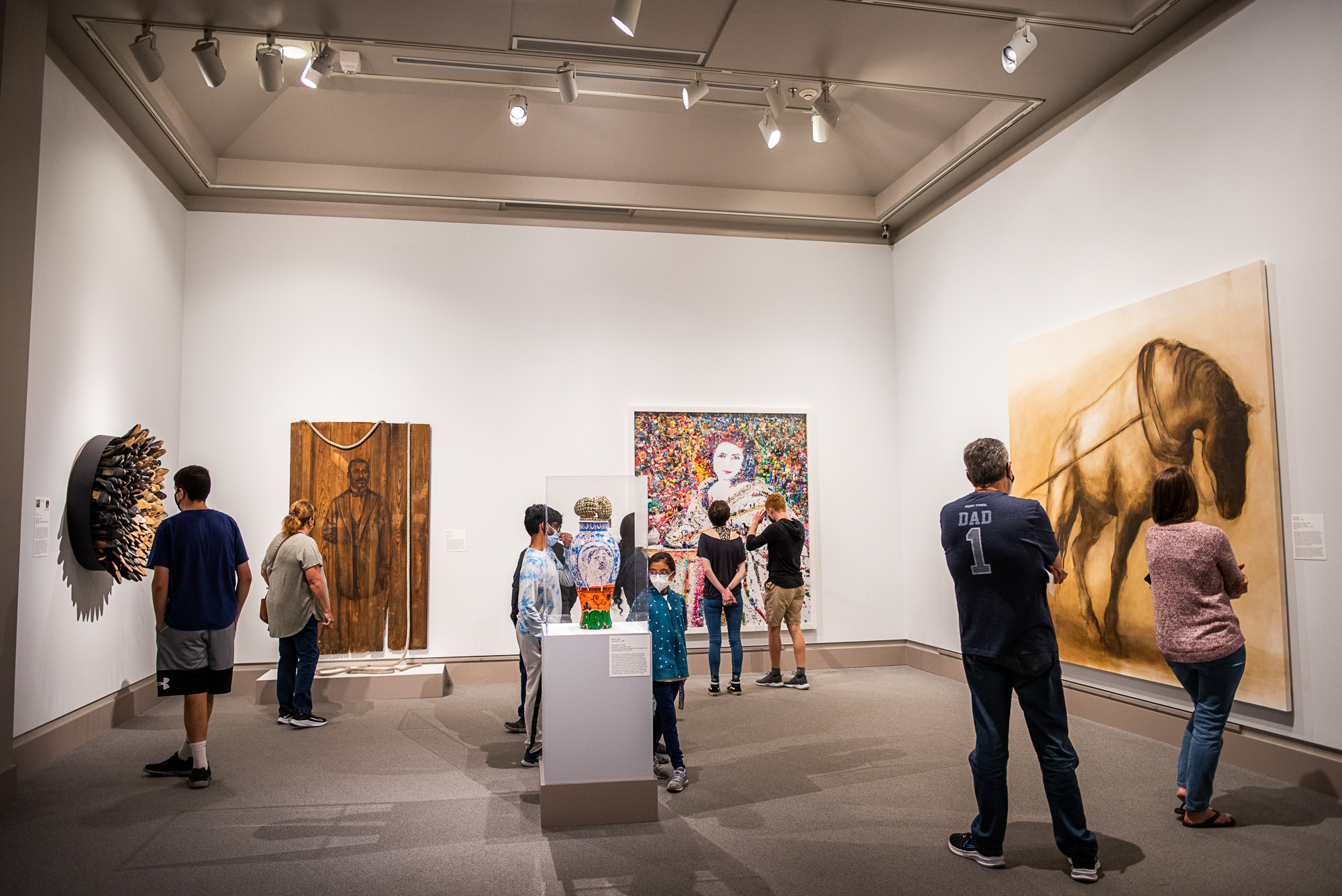 Visitors to the Pincus Gallery at the Palmer Museum of Art