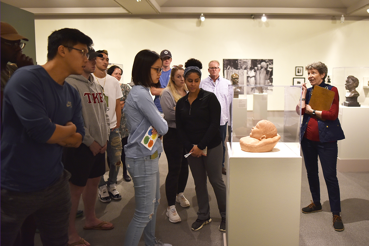 Visitors on a tour at the museum