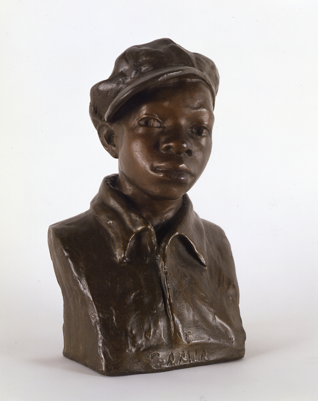 Augusta Savage, Gamin, c. 1930, painted plaster, 9¼ x 6 x 4 inches. The Cummer Museum of Art & Gardens, Jacksonville, Florida. Purchased with funds from the Morton R. Hirschberg Bequest, AP.2013.1.1