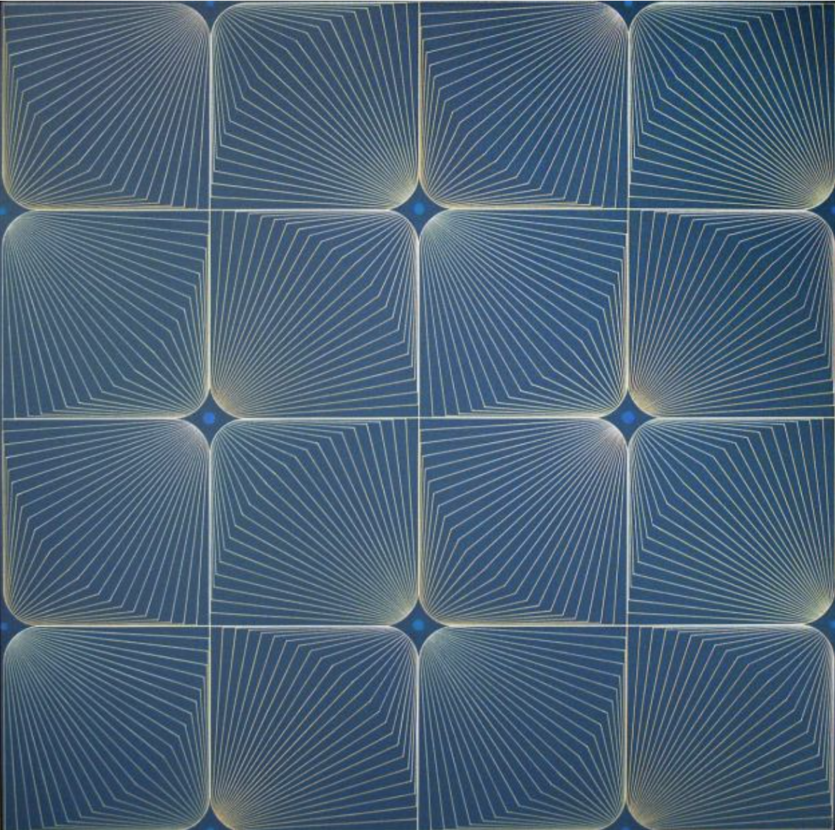 Edna Andrade (American, 1917–2008), Radiants, 1976, acrylic on canvas, 41 x 41 inches. Reading Public Museum, Gift of Luther W. Brady, M.D., 2012.15.1