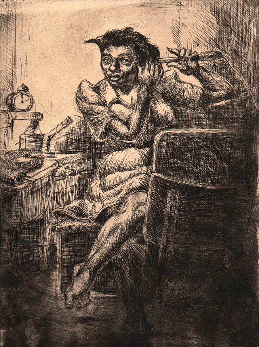 Dox Thrash, Saturday Night, c. 1944–45, etching. Courtesy of Dolan/Maxwell, Philadelphia